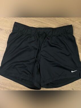 Nike Women's Black Athletic Running Shorts with White Swoosh
